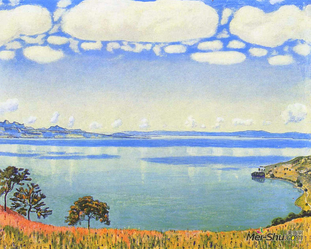 费迪南德·霍德勒(Ferdinand Hodler)高清作品《View of Lake Leman from Chexbres》