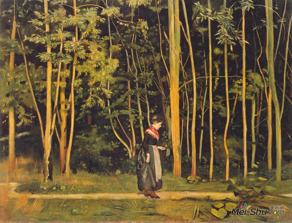 费迪南德·霍德勒(Ferdinand Hodler)高清作品《走在森林边缘》