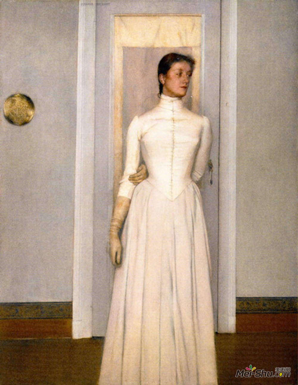 费尔南德·赫诺普夫(Fernand Khnopff)高清作品《Portrait of Marguerite Khnopff》