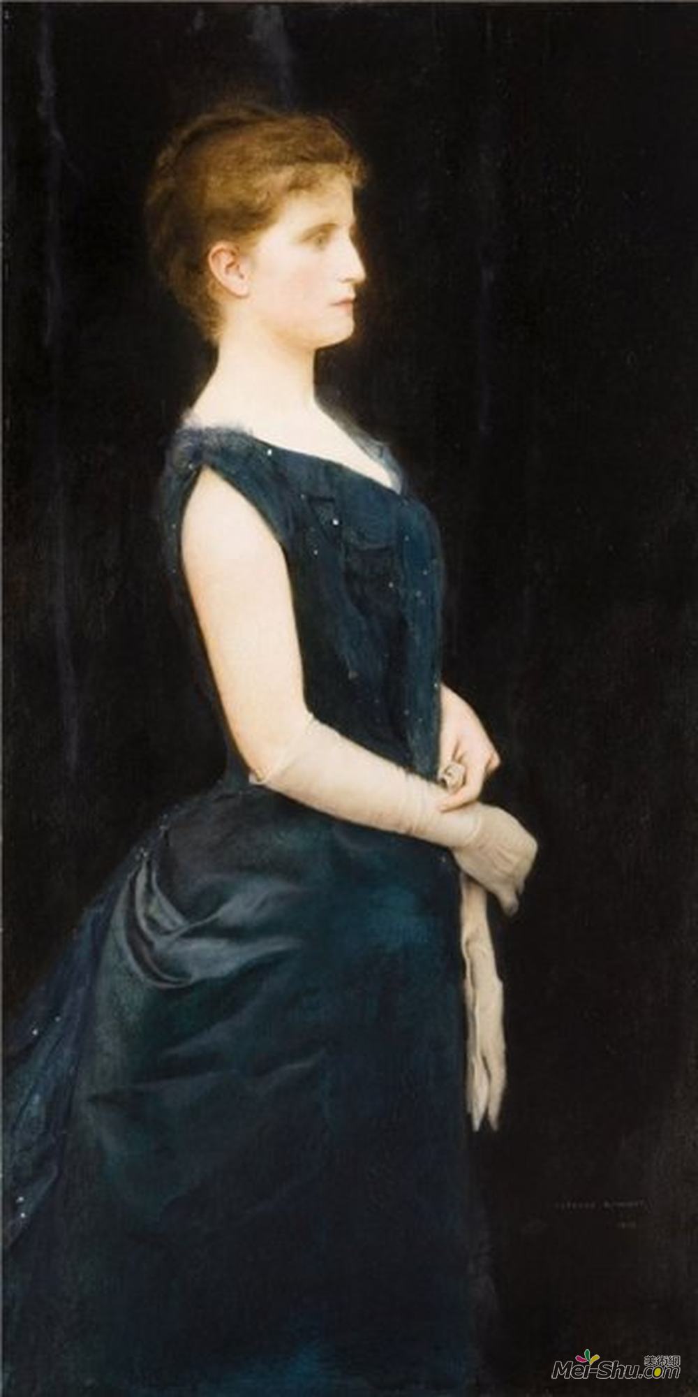 费尔南德·赫诺普夫(Fernand Khnopff)高清作品《Portrait of Mrs Botte》