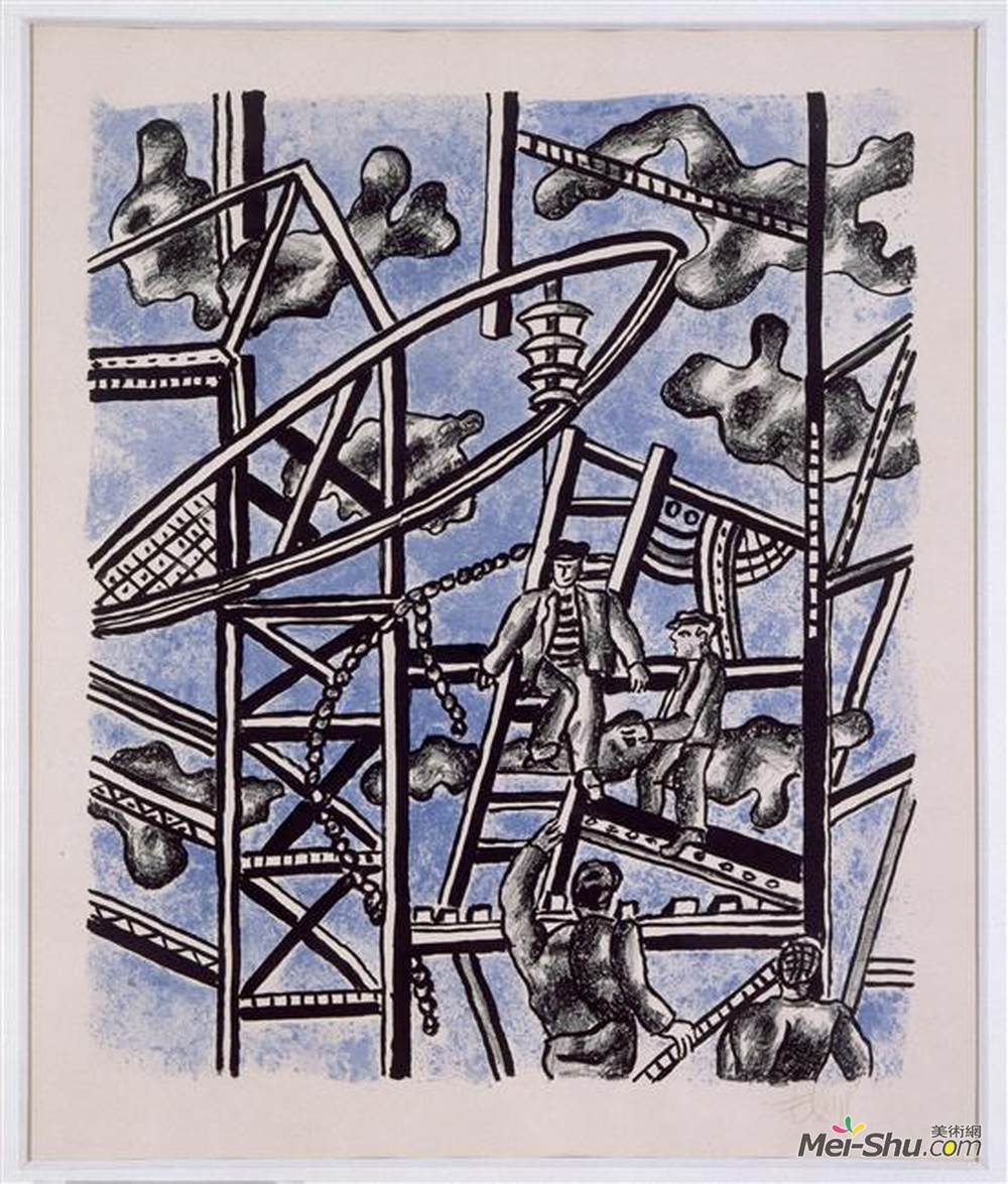 费尔南德·莱热(Fernand Leger)高清作品《蓝色背景下的制造商》