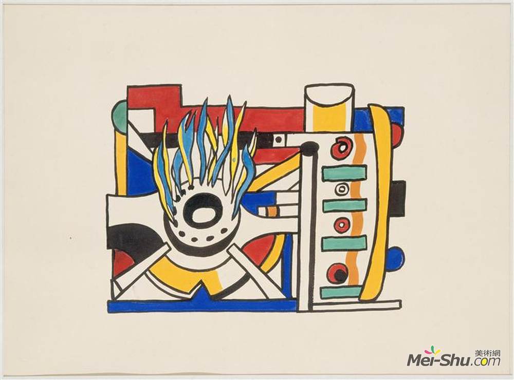 费尔南德·莱热(Fernand Leger)高清作品《Models, mosaic project for Gaz de France Alforville》