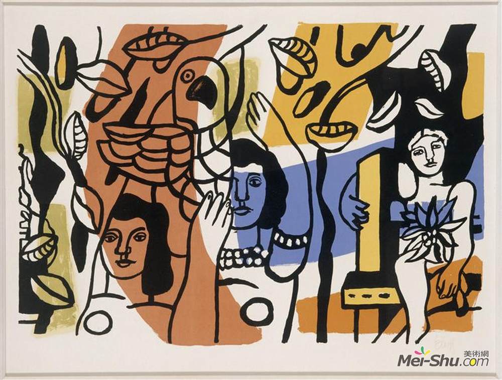 费尔南德·莱热(Fernand Leger)高清作品《两个女人，两个姐妹》