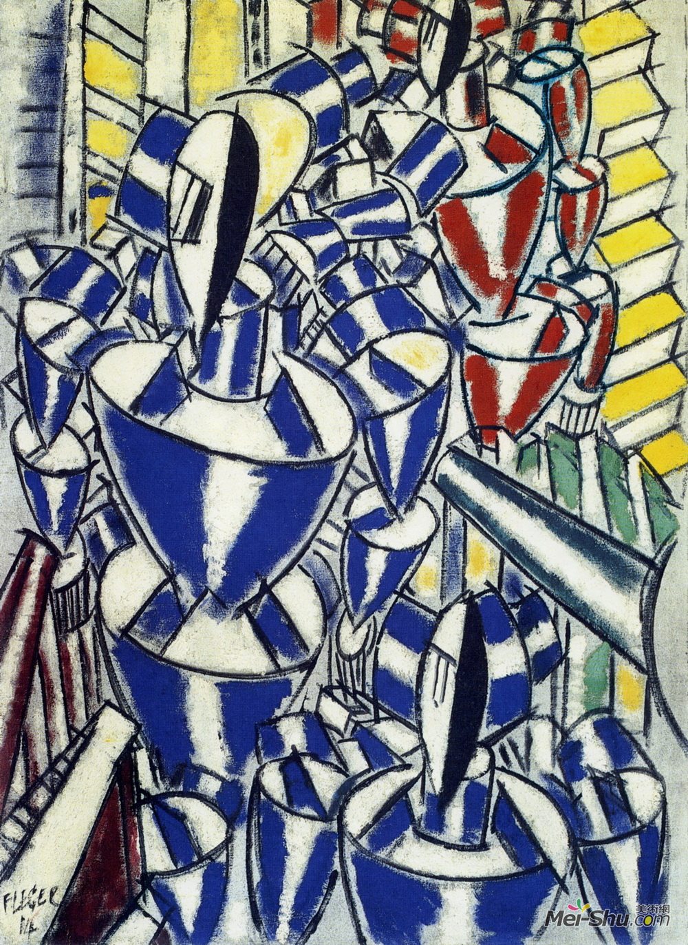 费尔南德·莱热(Fernand Leger)高清作品《俄罗斯芭蕾舞团的退出》