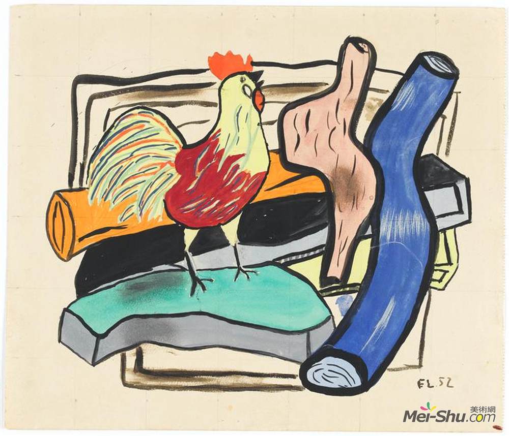 费尔南德·莱热(Fernand Leger)高清作品《公鸡和原木》