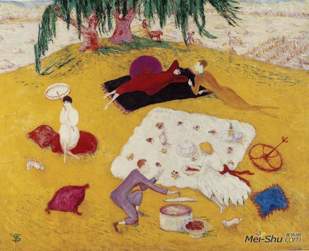 弗洛琳·史提海莫(Florine Stettheimer)高清作品《在贝德福德山野餐》