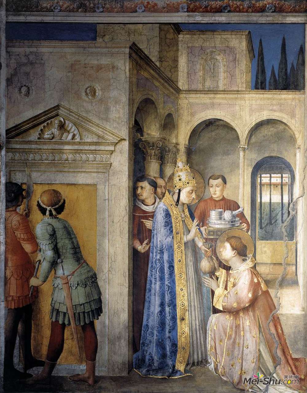 弗拉·安吉利科(Fra Angelico)高清作品《圣劳伦斯从宝来接受教会的宝藏》