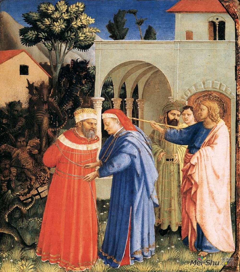 弗拉·安吉利科(Fra Angelico)高清作品《使徒圣杰姆斯大帝释放魔术师》
