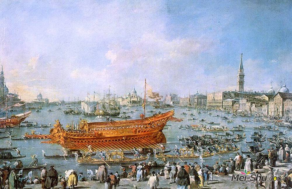 弗朗西斯科·格拉蒂(Francesco Guardi)高清作品《Departure of the Bucentaur Towards the Venice Lido on Ascens》