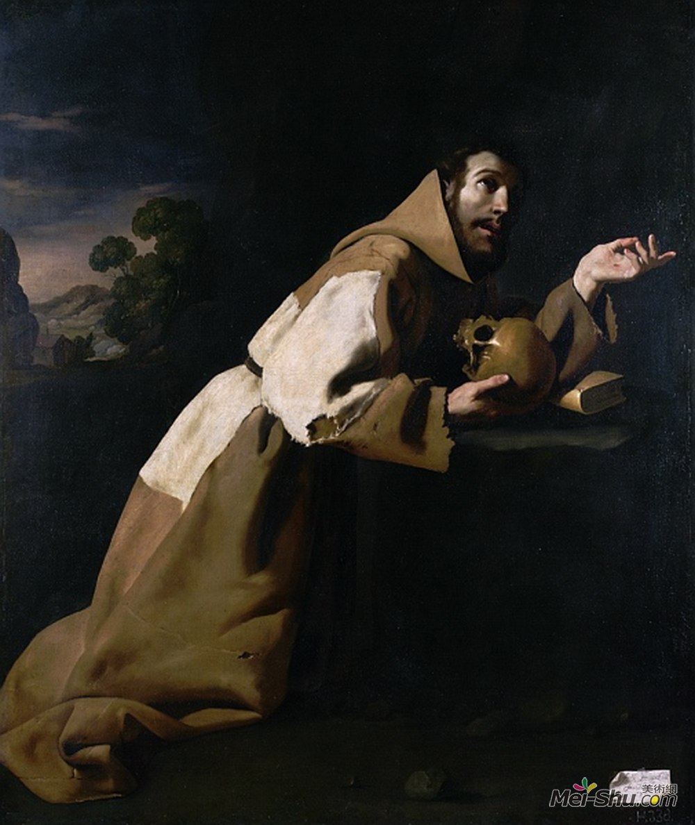 弗朗西斯柯·德·苏巴朗(Francisco de Zurbaran)高清作品《圣法兰西斯的冥想》