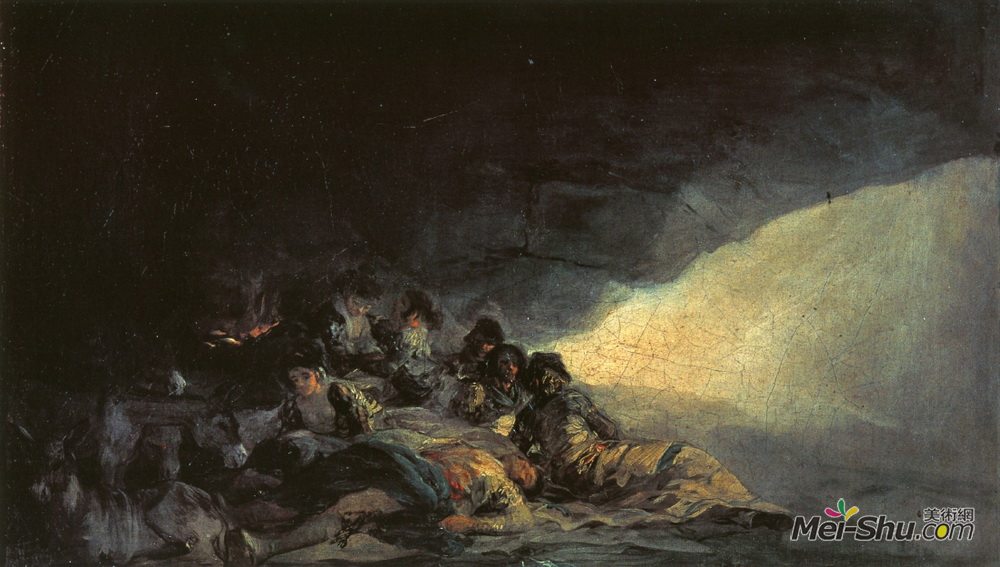 弗朗西斯科·戈雅(Francisco Goya)高清作品《漂泊在洞穴中的流浪汉》