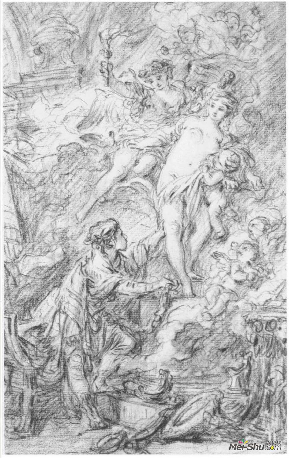 弗朗索瓦·布歇(Francois Boucher)高清作品《皮格马利翁和伽拉泰亚》