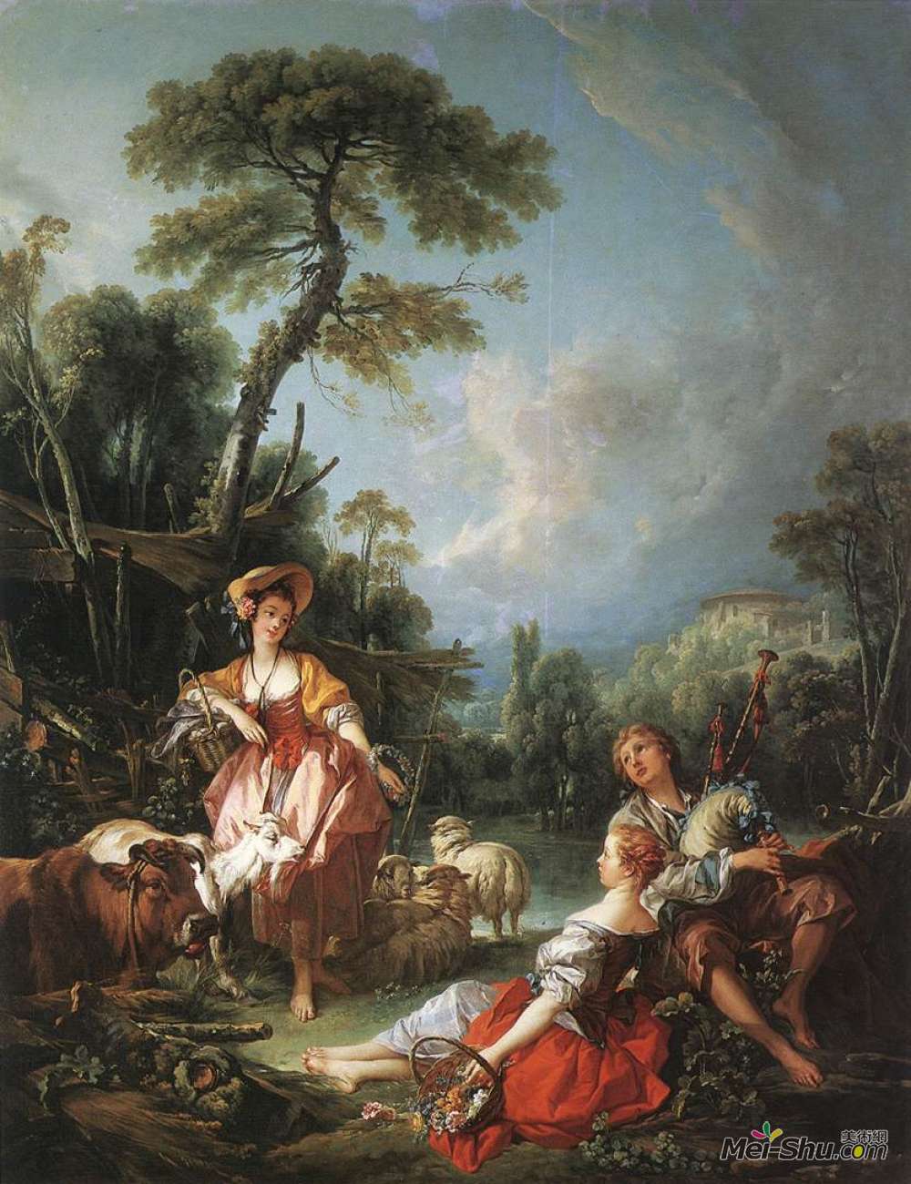 francois boucher弗朗索瓦·布歇油画15986《夏季牧歌》弗朗索瓦