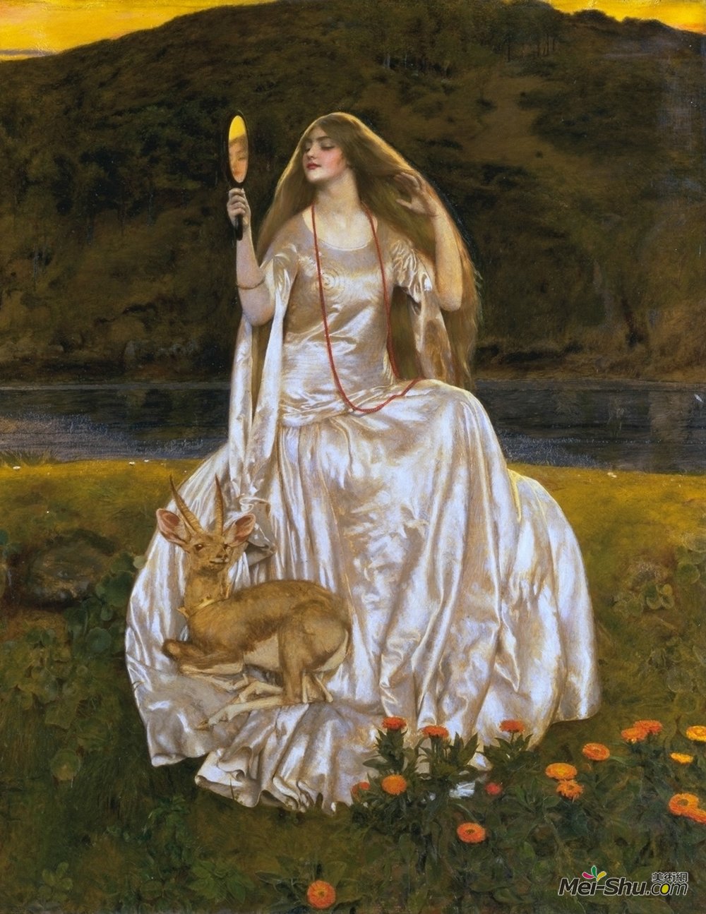 弗兰克·卡多根·考伯(Frank Cadogan Cowper)高清作品《湖畔少女》