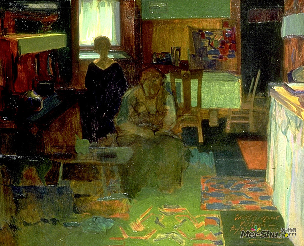 弗兰克 W · 本森(Frank W. Benson)高清作品《壁画素描》