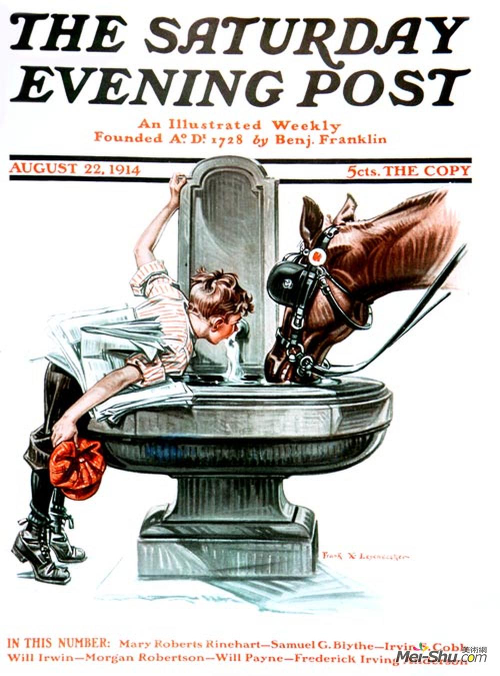 法兰克·沙维尔·莱昂德克(Frank Xavier Leyendecker)高清作品《“水与饮料”星期六晚邮报》
