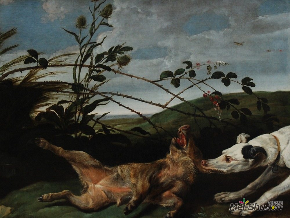 弗朗斯·斯奈德斯(Frans Snyders)高清作品《灰狗抓住一只野猪》