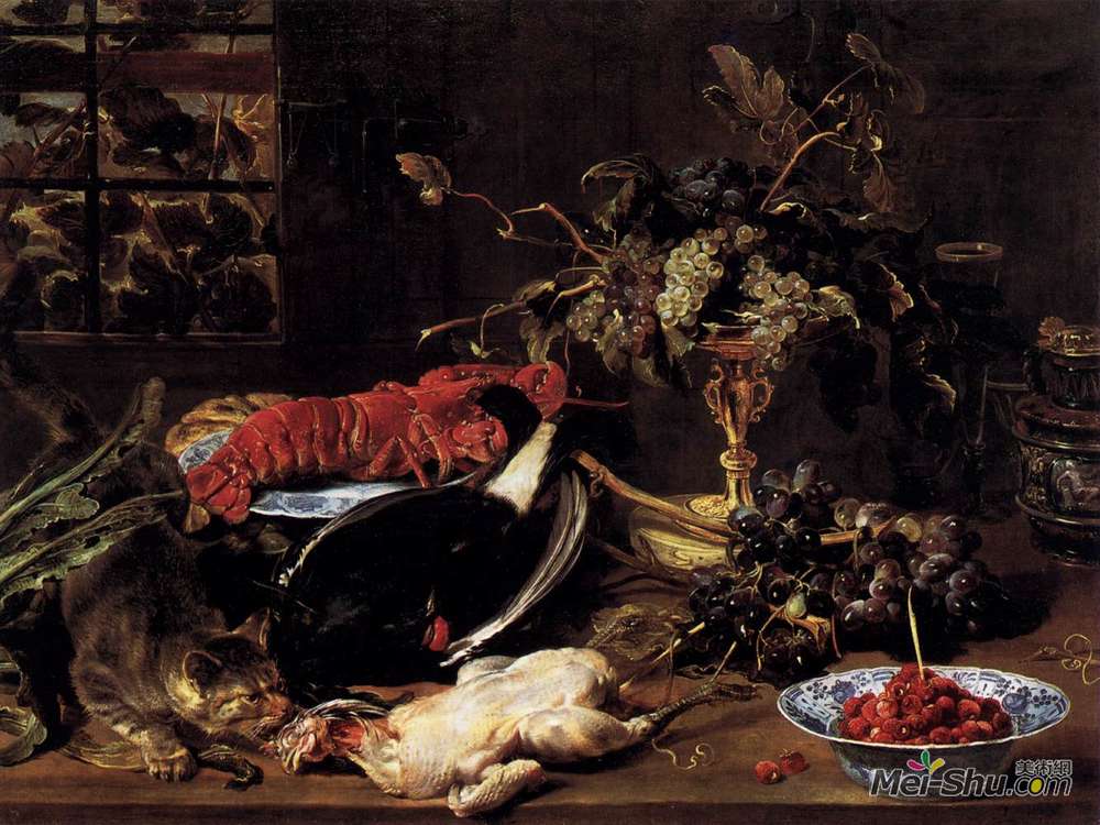弗朗斯·斯奈德斯(Frans Snyders)高清作品《螃蟹、家禽和水果的静物生活》