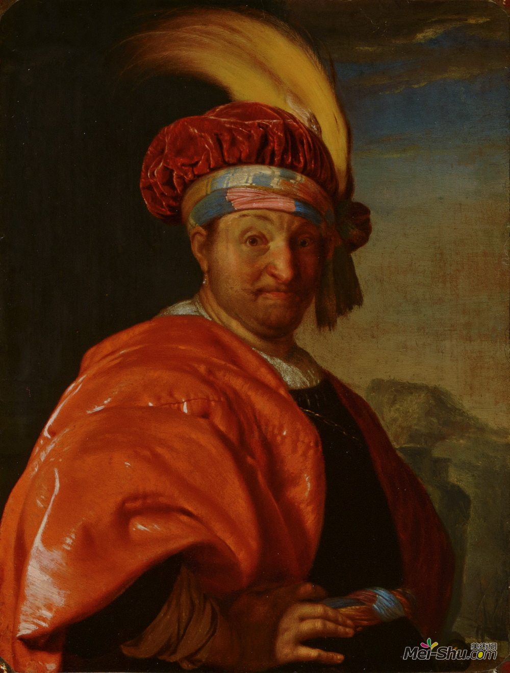 弗兰斯·范·米里斯(Frans van Mieris the Elder)高清作品《东方服装中的男人肖像》