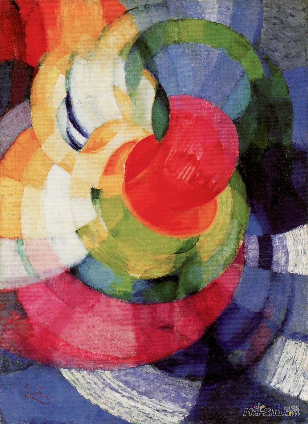 弗朗齐歇克·库普卡(Frantisek Kupka)高清作品《牛顿的圆盘，用两种颜色研究赋格》