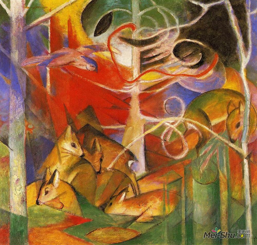《森林中之鹿》弗朗茨·马克(franz marc)高清作品欣赏