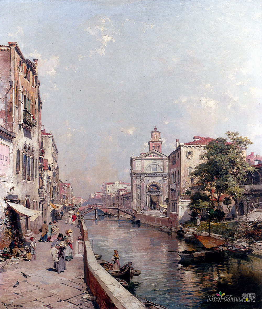 弗朗兹·理查德德·翁特贝格尔(Franz Richard Unterberger)高清作品《Rio St. Geronimo, Venice》