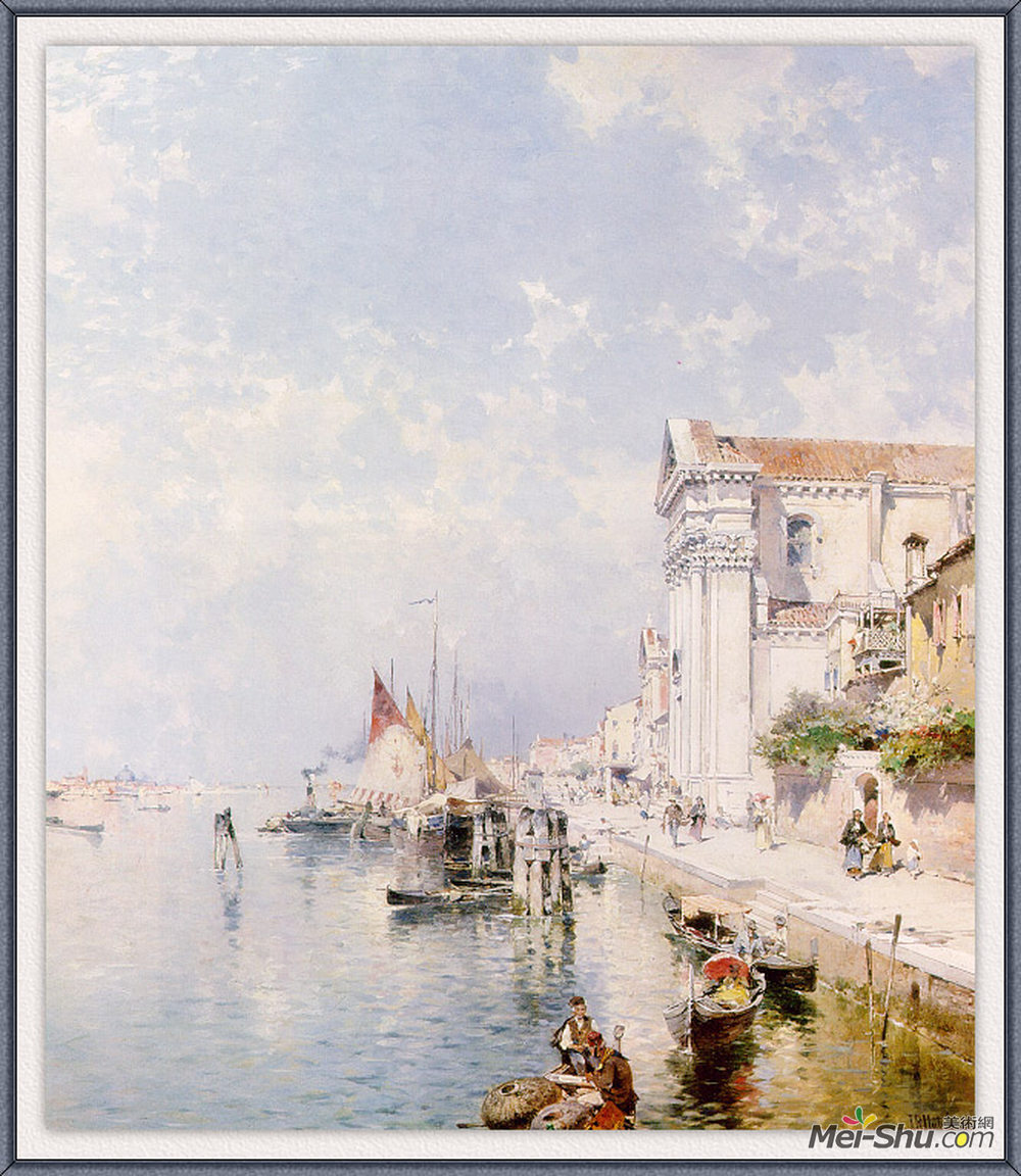 弗朗兹·理查德德·翁特贝格尔(Franz Richard Unterberger)高清作品《View of the Zatteri Venice》