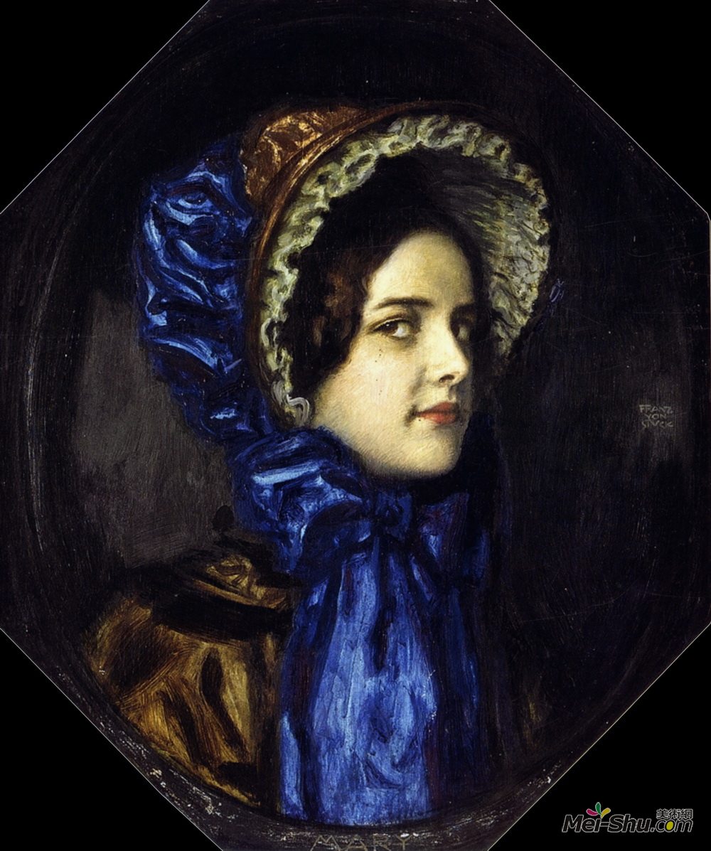 弗朗兹·斯托克(Franz Stuck)高清作品《玛丽与古典的帽子》