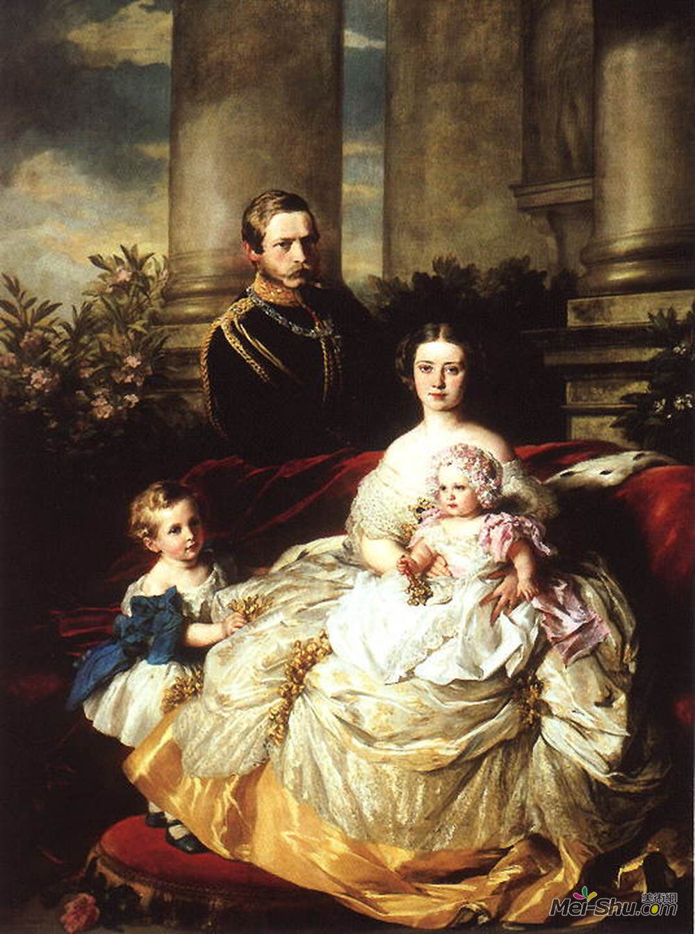 弗兰兹-温特豪德(Franz Xaver Winterhalter)高清作品《Emperor Frederick III of Germany, King of Prussia with his w》