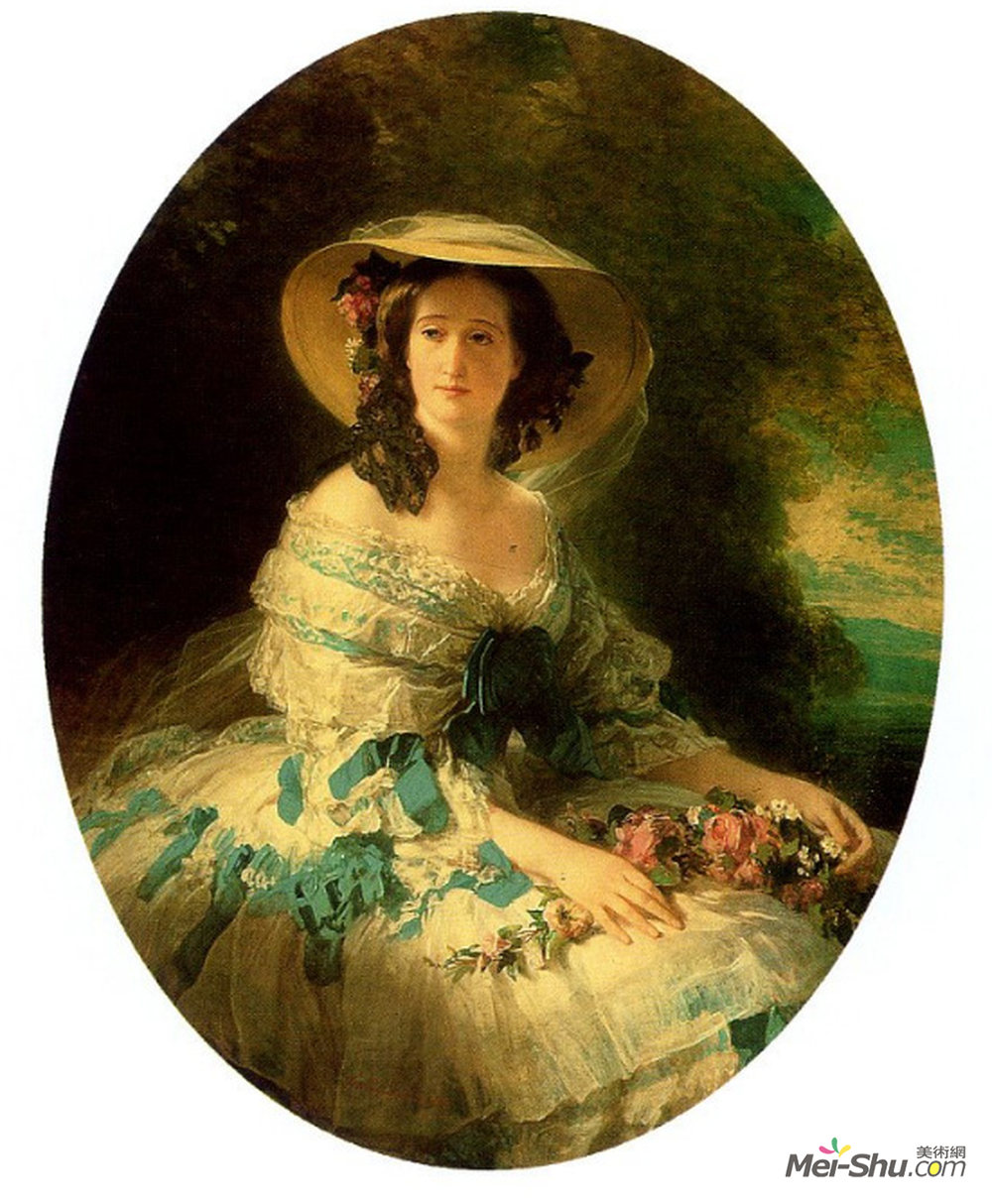 弗兰兹-温特豪德(Franz Xaver Winterhalter)高清作品《Eug&énie de Montijo, Empress of France》