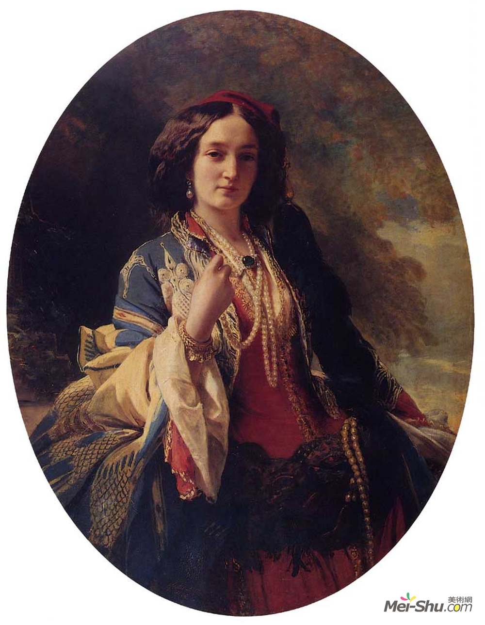 弗兰兹-温特豪德(Franz Xaver Winterhalter)高清作品《Portrait of Katarzyna Potocka》