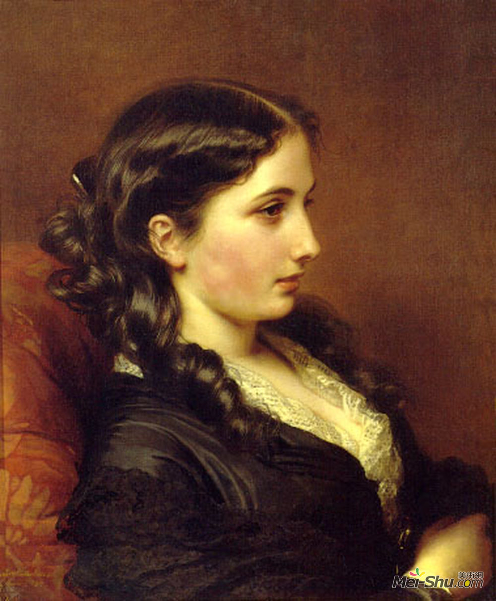 弗兰兹-温特豪德(Franz Xaver Winterhalter)高清作品《一个侧面女孩的研究》