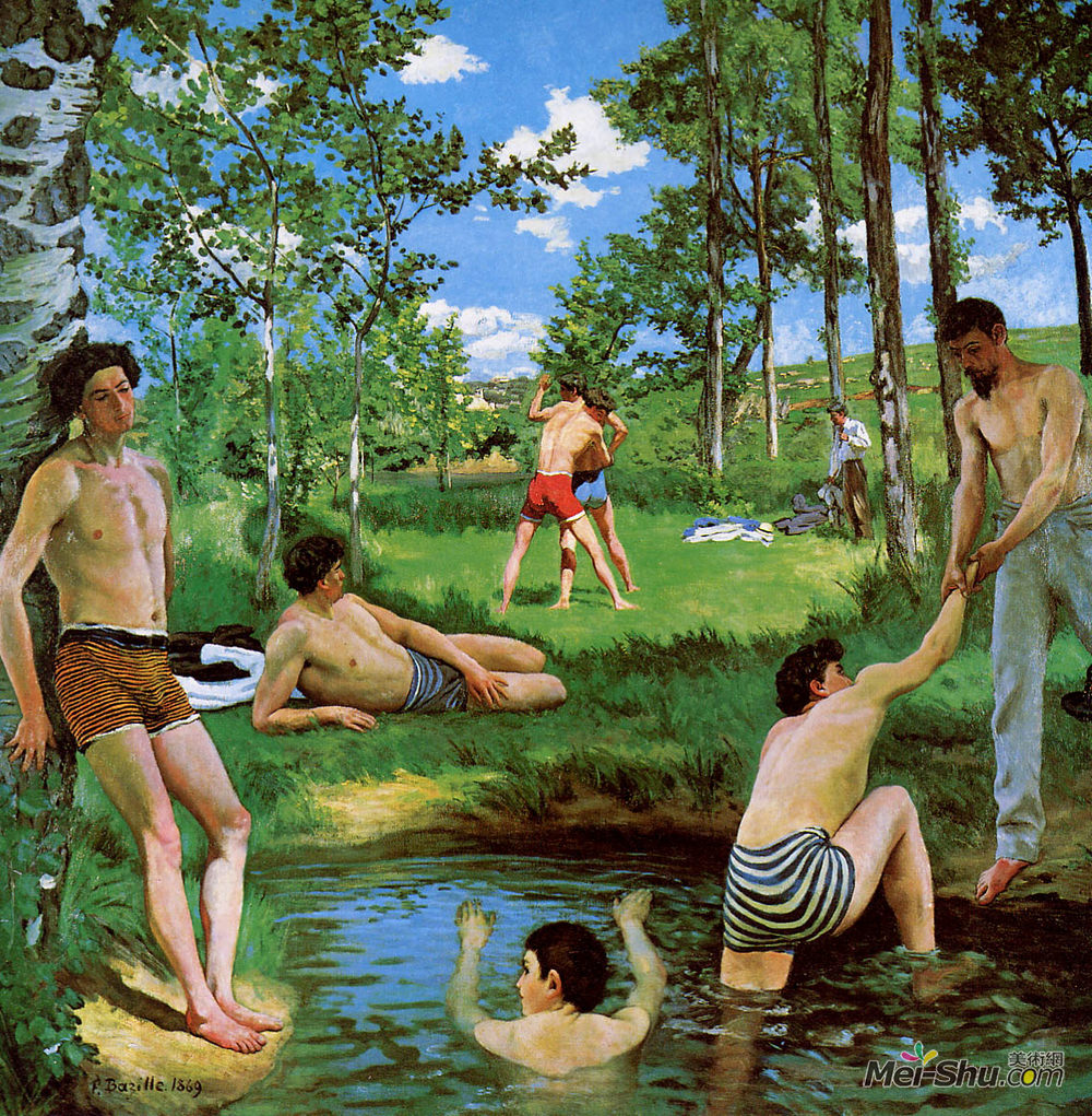 弗雷德里克·巴齐耶(Frederic Bazille)高清作品《游泳者（夏景）》