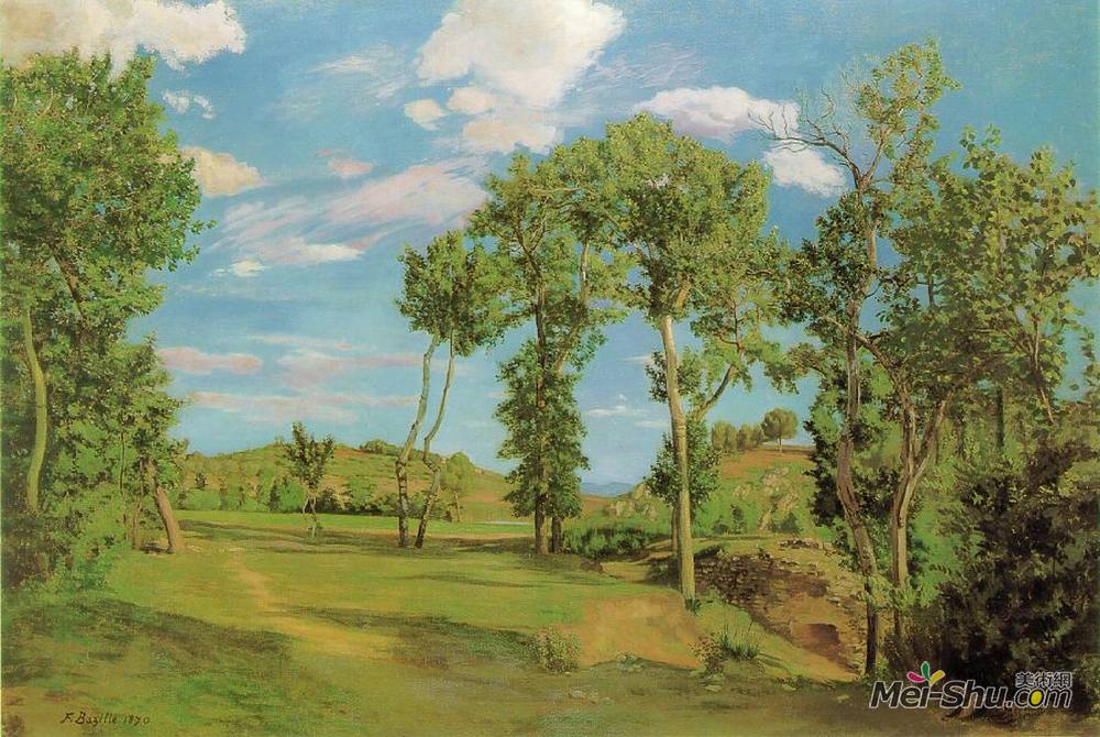 弗雷德里克·巴齐耶(Frederic Bazille)高清作品《列兹海岸景观》