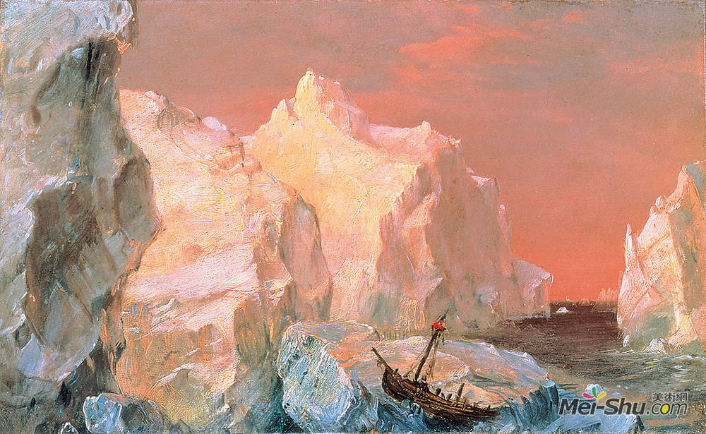 弗雷德里克·埃德温·丘奇(Frederic Edwin Church)高清作品《冰山沉船和日落》