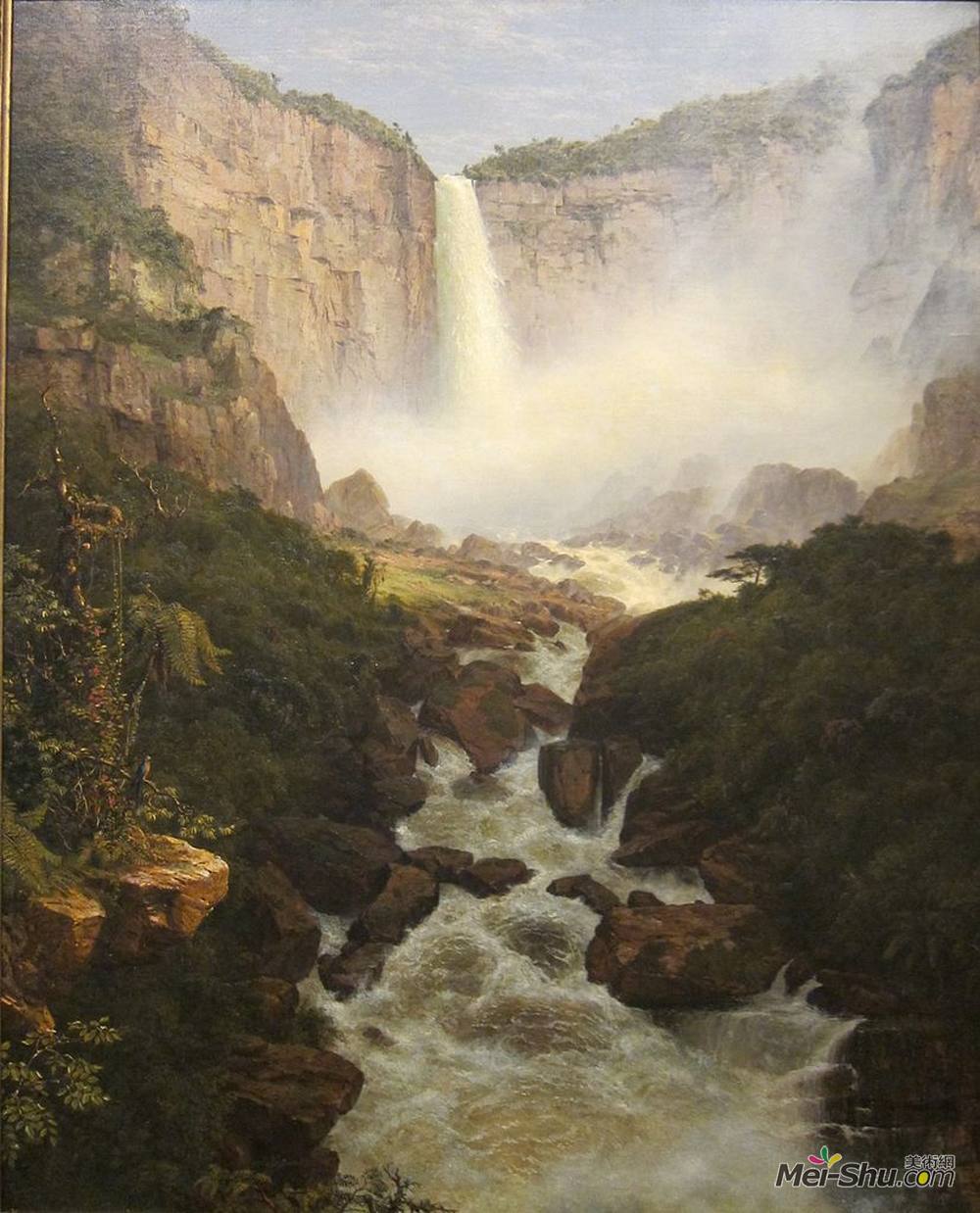 弗雷德里克·埃德温·丘奇(Frederic Edwin Church)高清作品《特朗达马瀑布，波哥大附近，新格拉纳达》