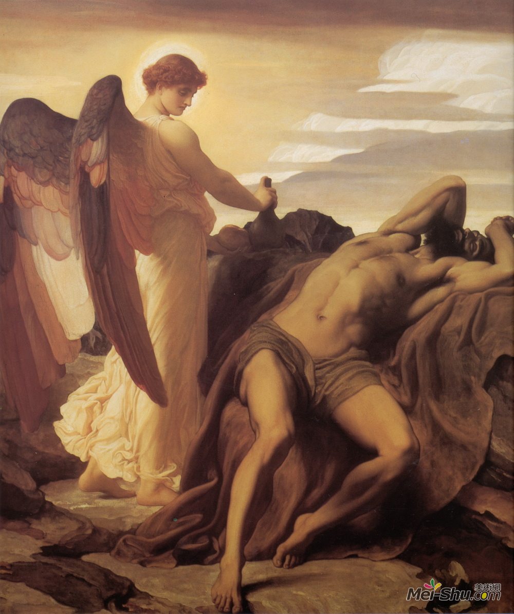 洛尔德·弗雷德里克·莱顿(Frederic Leighton)高清作品《以利亚在荒野中》