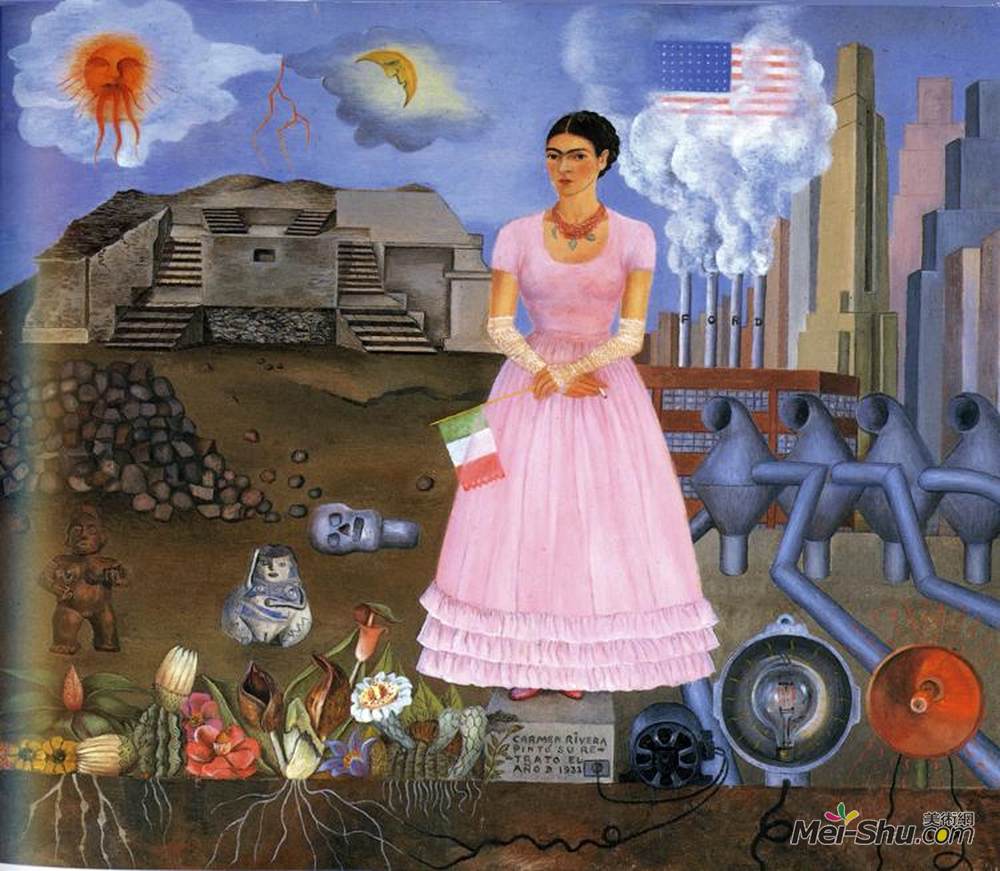 弗里达·卡洛(Frida Kahlo)高清作品《沿墨西哥与内地交界线的自画像》