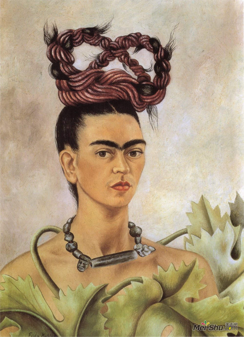 frida kahlo弗里达·卡洛油画7807《带辫的自画像》弗里达·卡洛