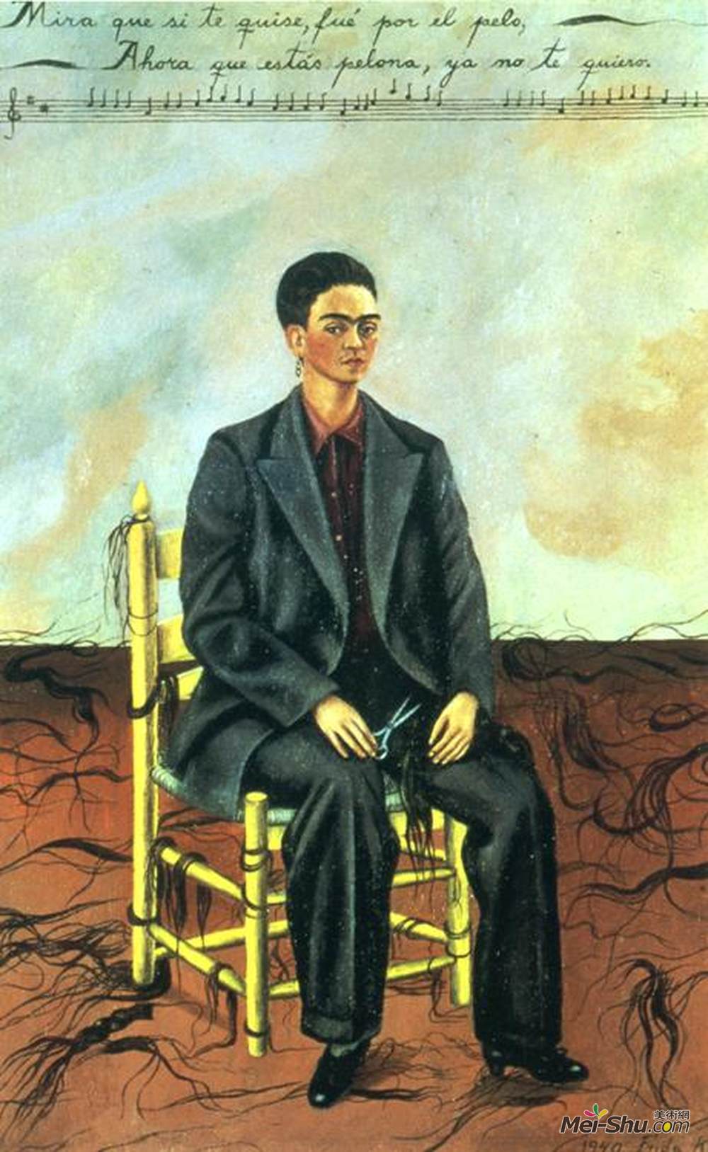 弗里达·卡洛(Frida Kahlo)高清作品《留头发的自画像》