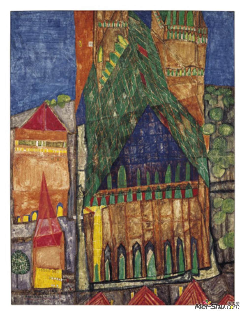 佛登斯列·汉德瓦萨(Friedensreich Hundertwasser)高清作品《104大教堂》