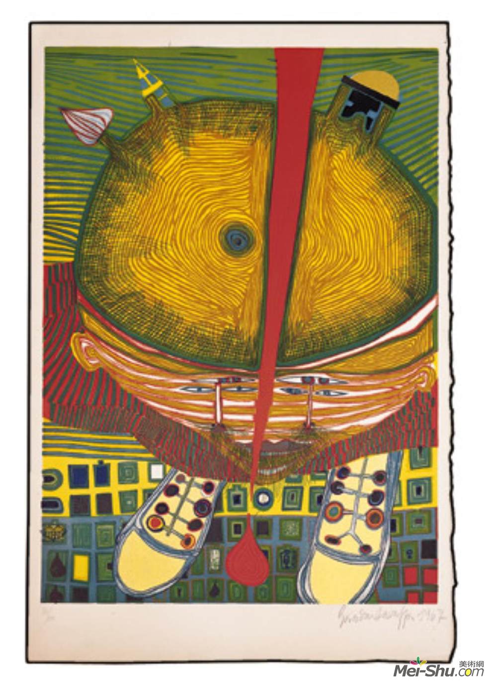 佛登斯列·汉德瓦萨(Friedensreich Hundertwasser)高清作品《653绿色头发的男孩》