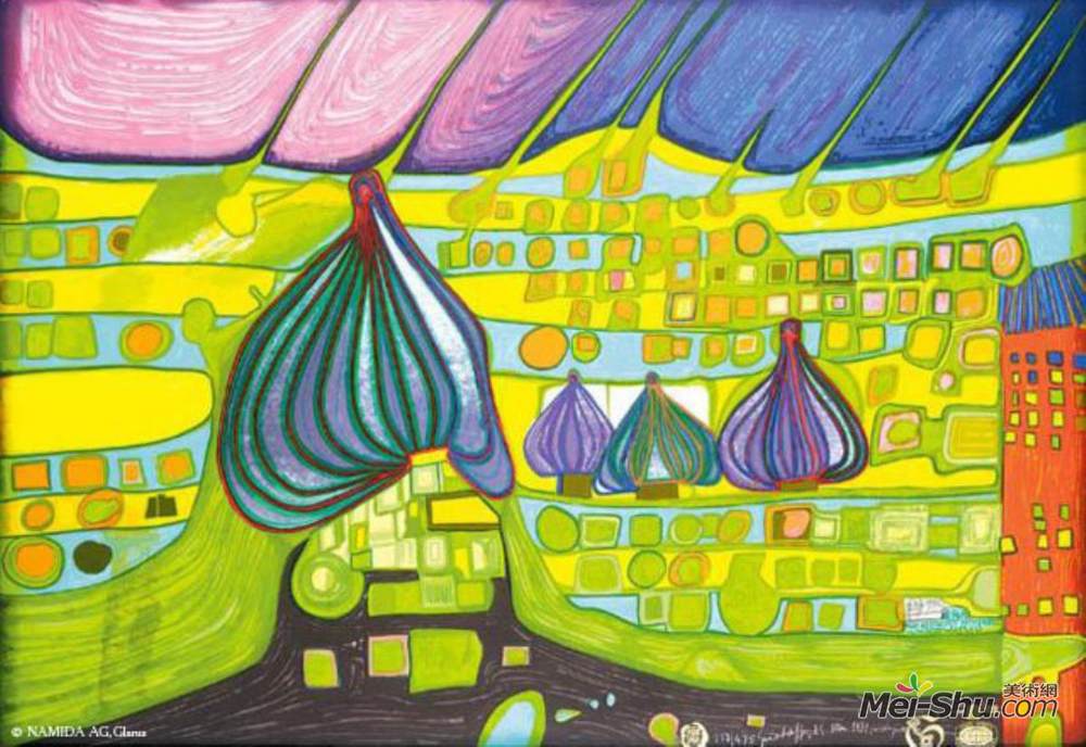 佛登斯列·汉德瓦萨(Friedensreich Hundertwasser)高清作品《696最后一道黄色》