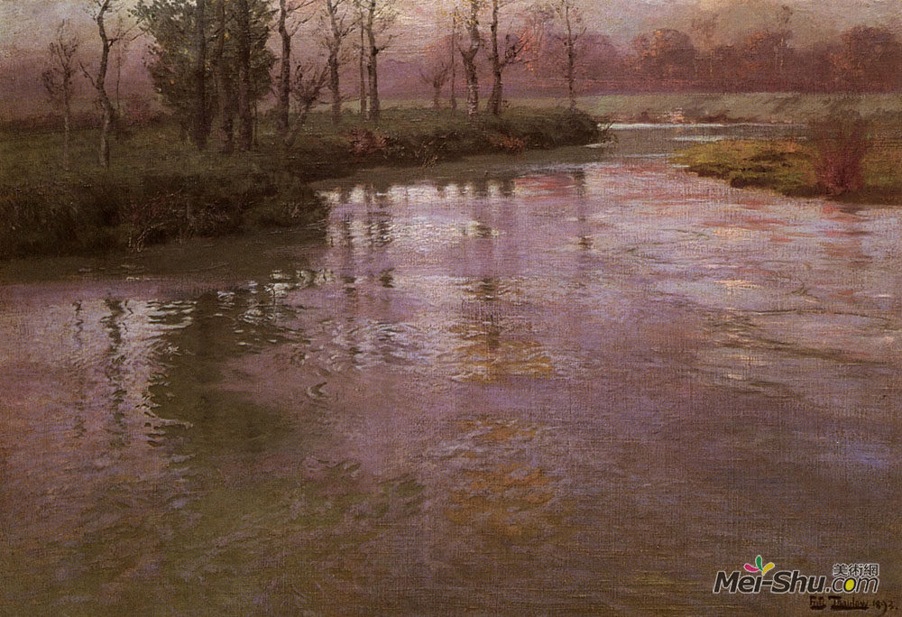 弗里茨·索尔洛(Frits Thaulow)高清作品《在法国河上》