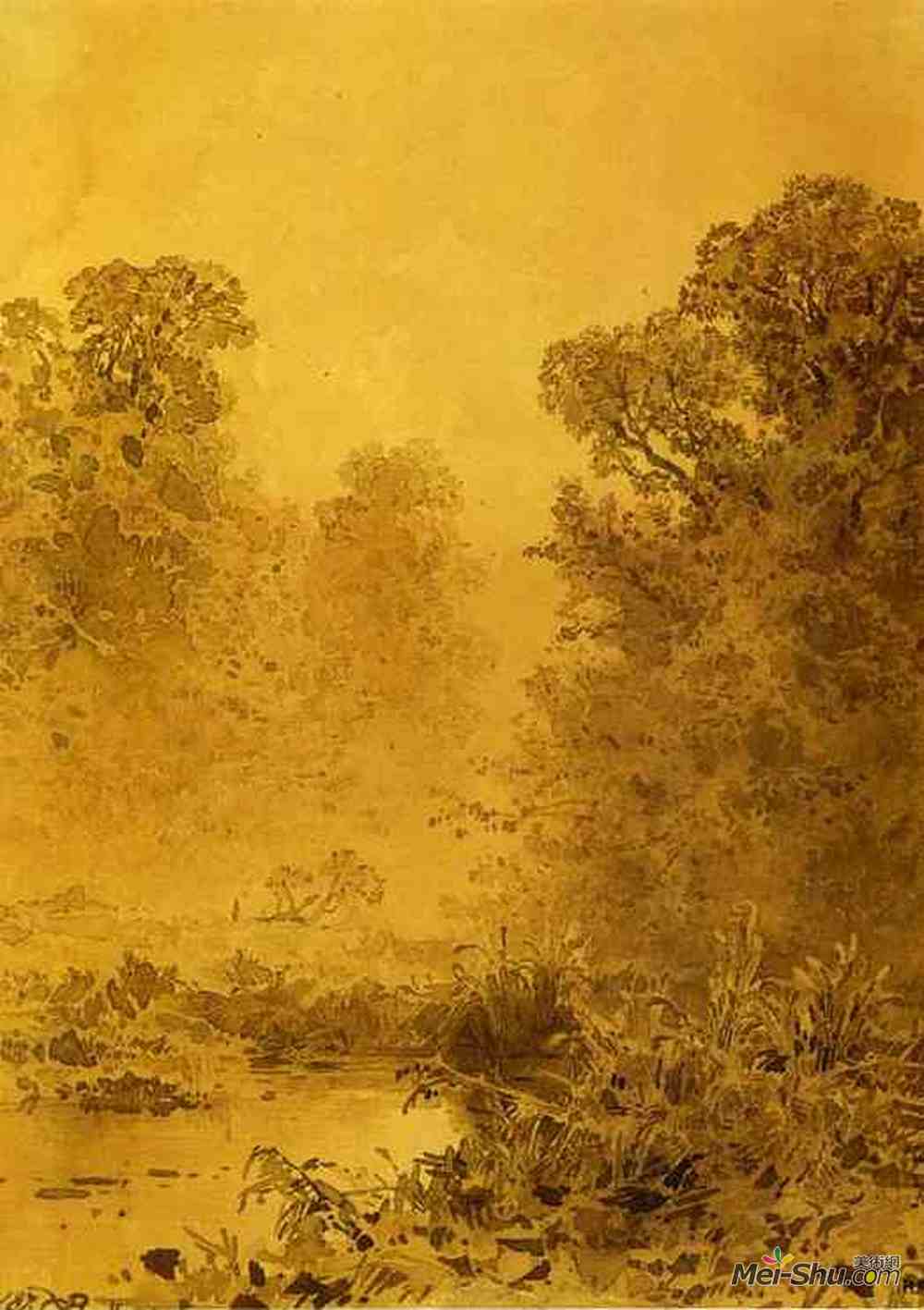 费奥多尔·瓦西里耶夫(Fyodor Vasilyev)高清作品《森林中的沼泽。薄雾》