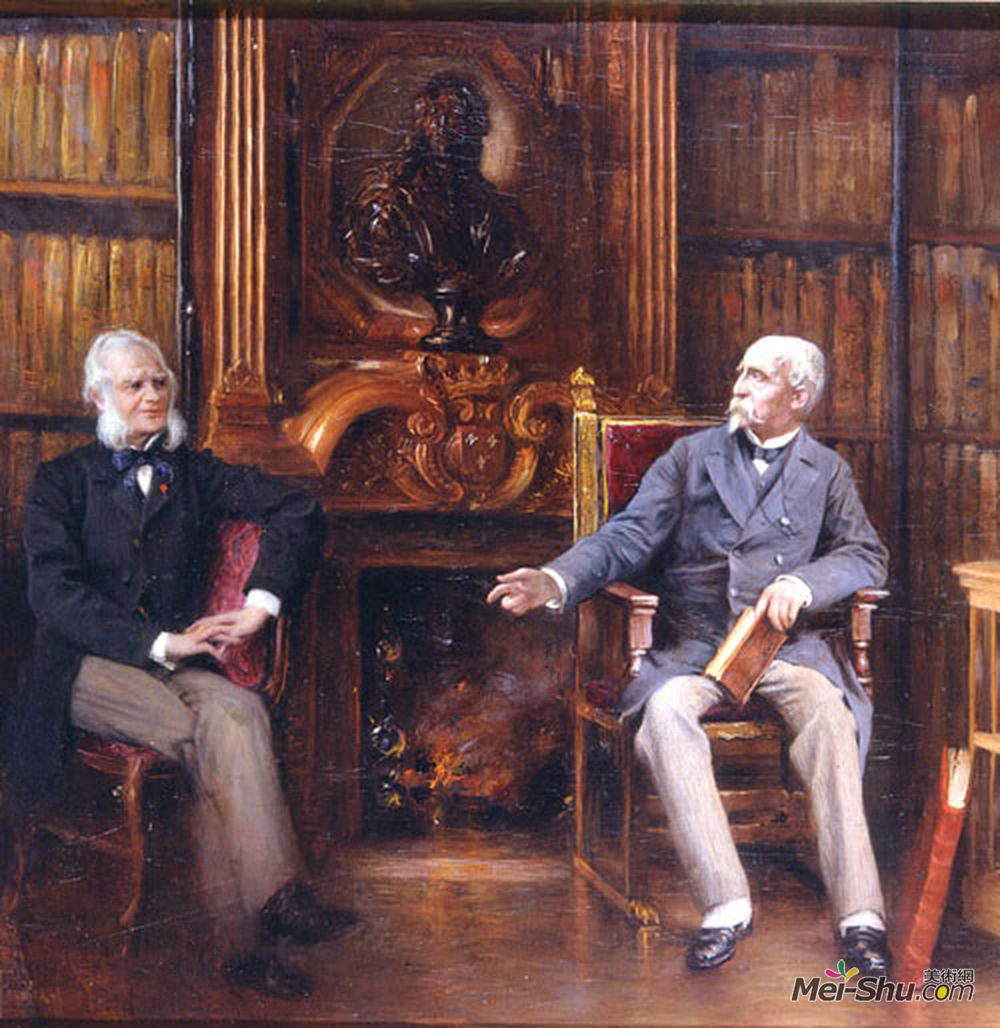 加布里埃尔·费里尔(Gabriel Ferrier)高清作品《The Duc D'aumale with a Friend in His Study at the C》