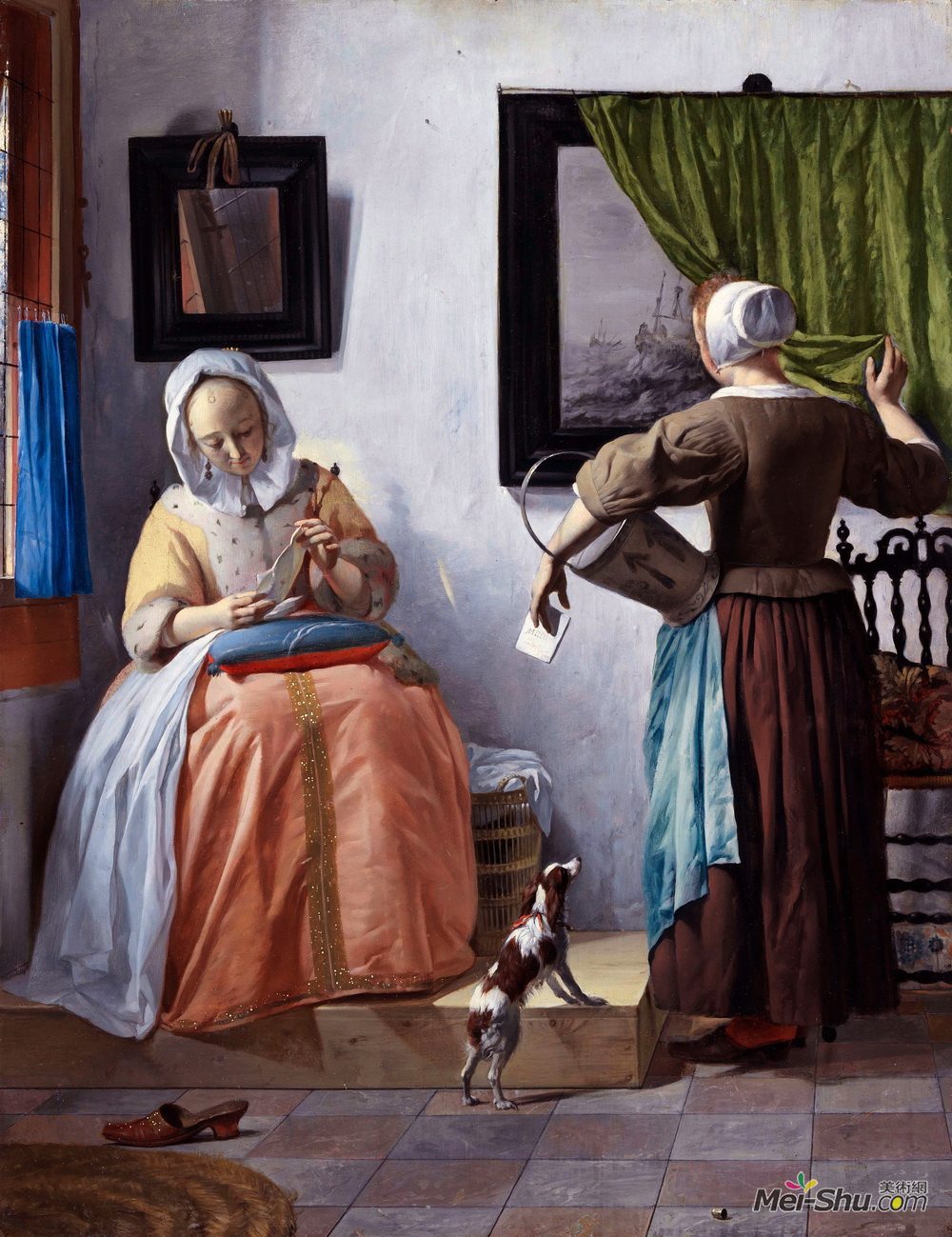 哈布里尔·梅曲(Gabriel Metsu)高清作品《读信的女人》