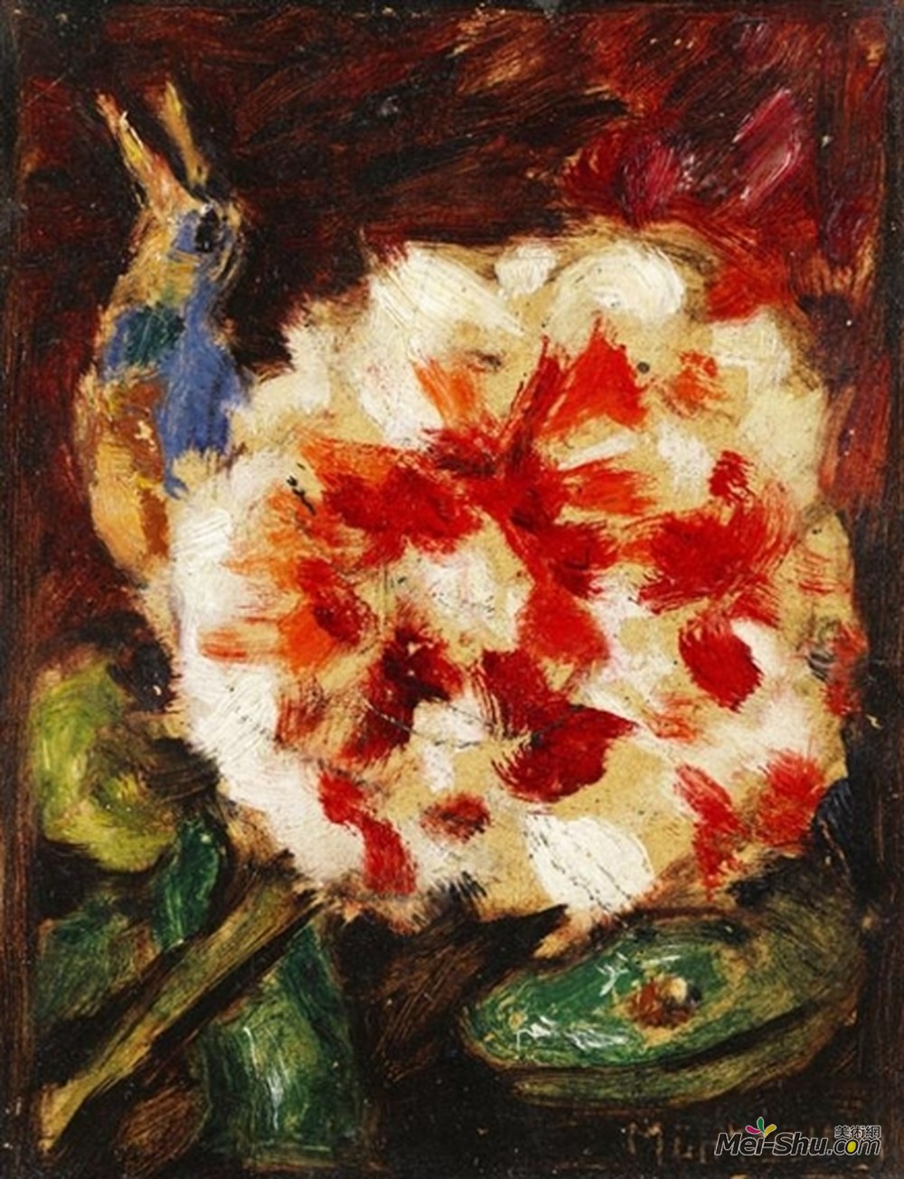 加布里埃尔·穆特(Gabriele Munter)高清作品《Blume mit Vogel und Echsenkopf》