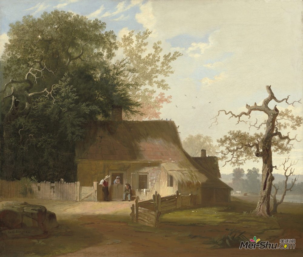 乔治·迦勒宾·宾汉姆(George Caleb Bingham)高清作品《村舍风光》
