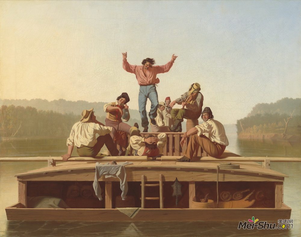 乔治·迦勒宾·宾汉姆(George Caleb Bingham)高清作品《快乐的平底船》